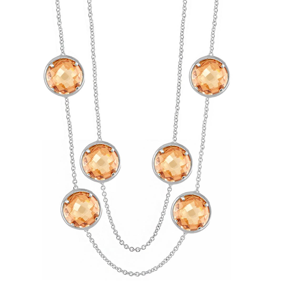 Glamour by the Yard Necklace Lauren G Adams, silver-tone multi-strand with six orange stones on Tampa Home & Garden Store