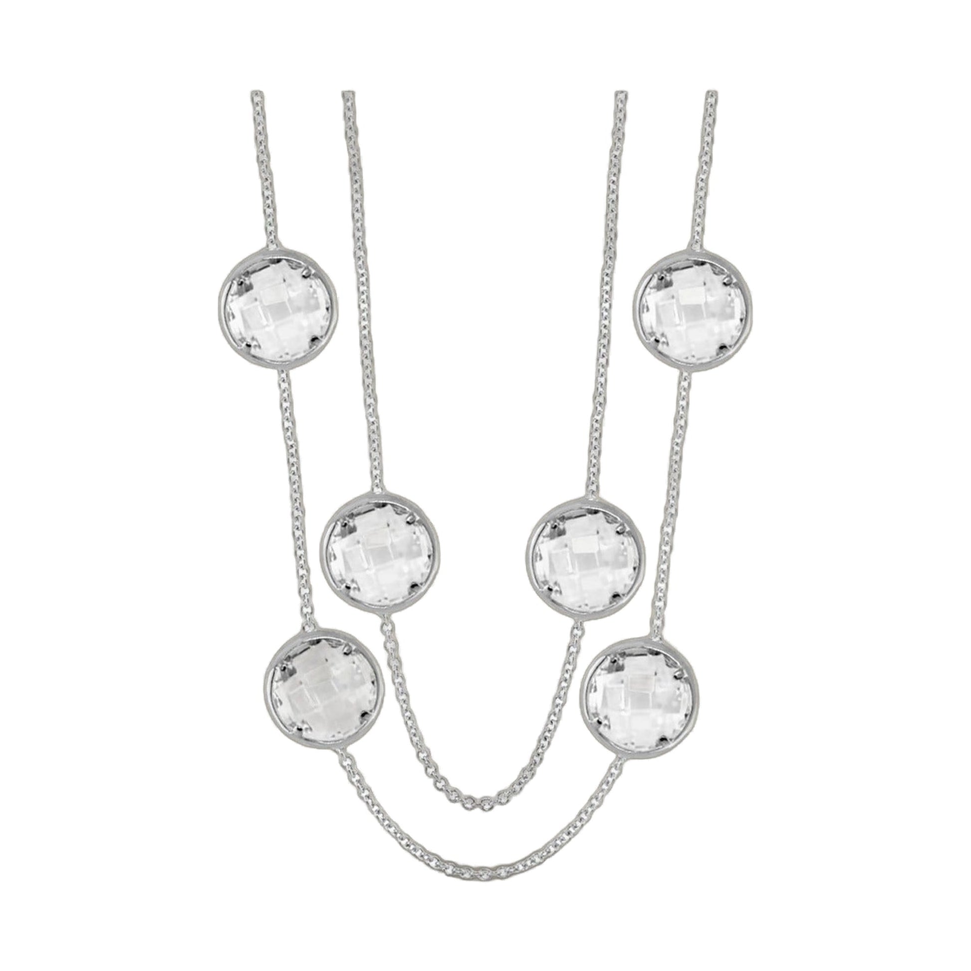 Glamour by the Yard Necklace by Lauren G Adams – multi-strand silver-tone chain with crystal discs on Tampa Home & Garden Store