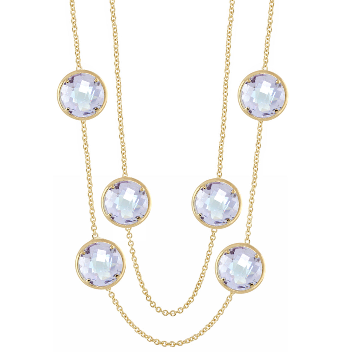 Glamour by the Yard Necklace, gold-tone chain with round lavender faceted stones by Lauren G Adams on Tampa Home & Garden Store