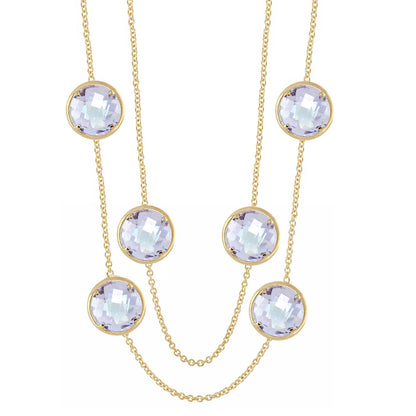 Glamour by the Yard Necklace, gold-tone chain with round lavender faceted stones by Lauren G Adams on Tampa Home & Garden Store