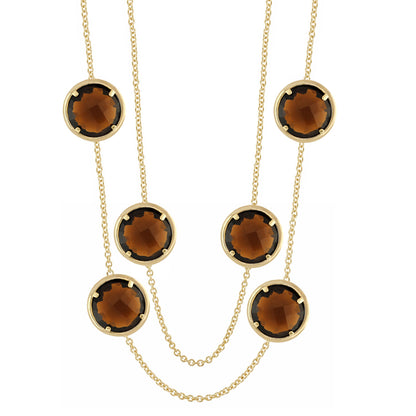 Glamour by the Yard Necklace five gold-tone bezel-set cognac stones on a multi-strand gold chain by Lauren G Adams on Tampa Home & Garden Store