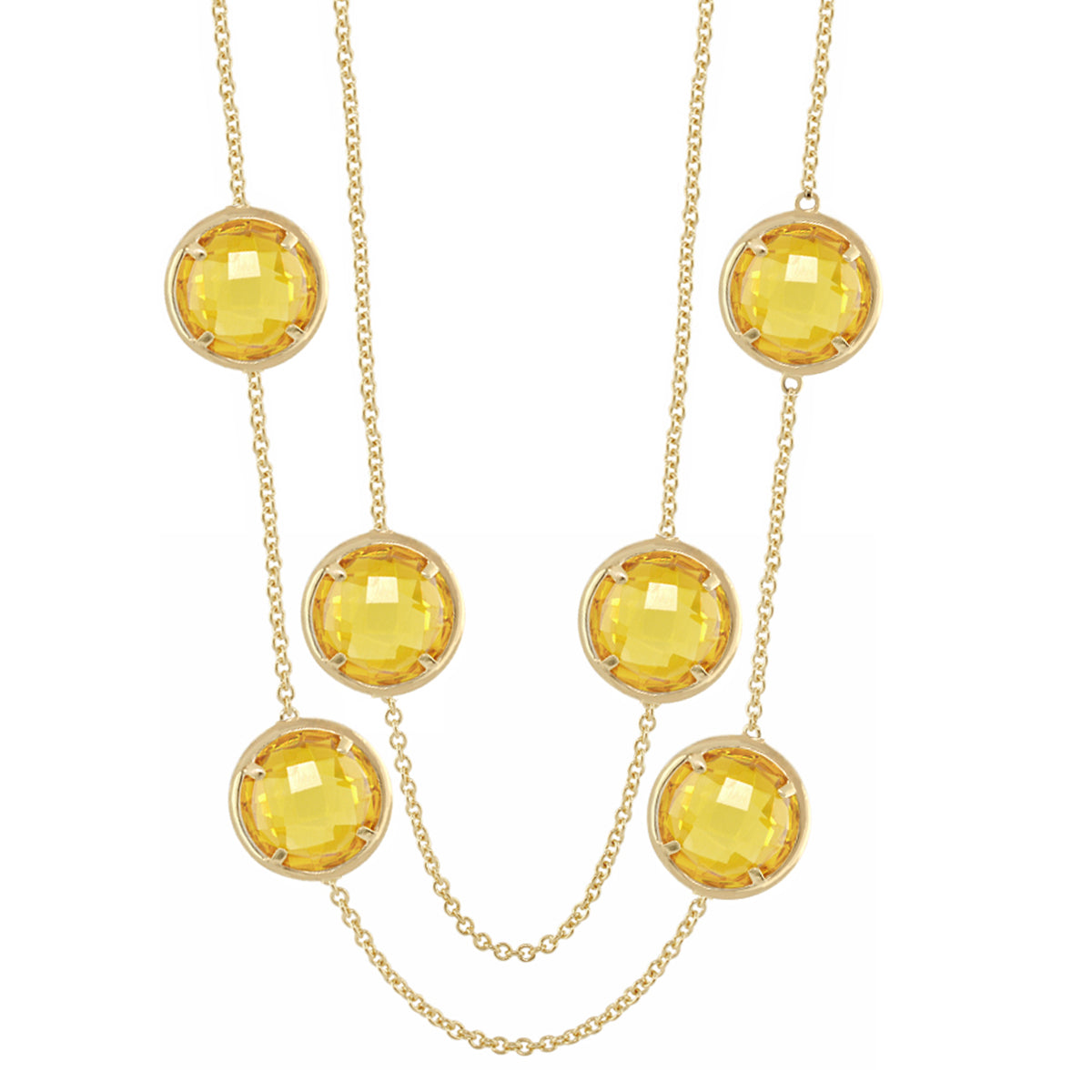 Glamour by the Yard Necklace Lauren G Adams—gold-tone double chain with yellow faceted stones on Tampa Home & Garden Store
