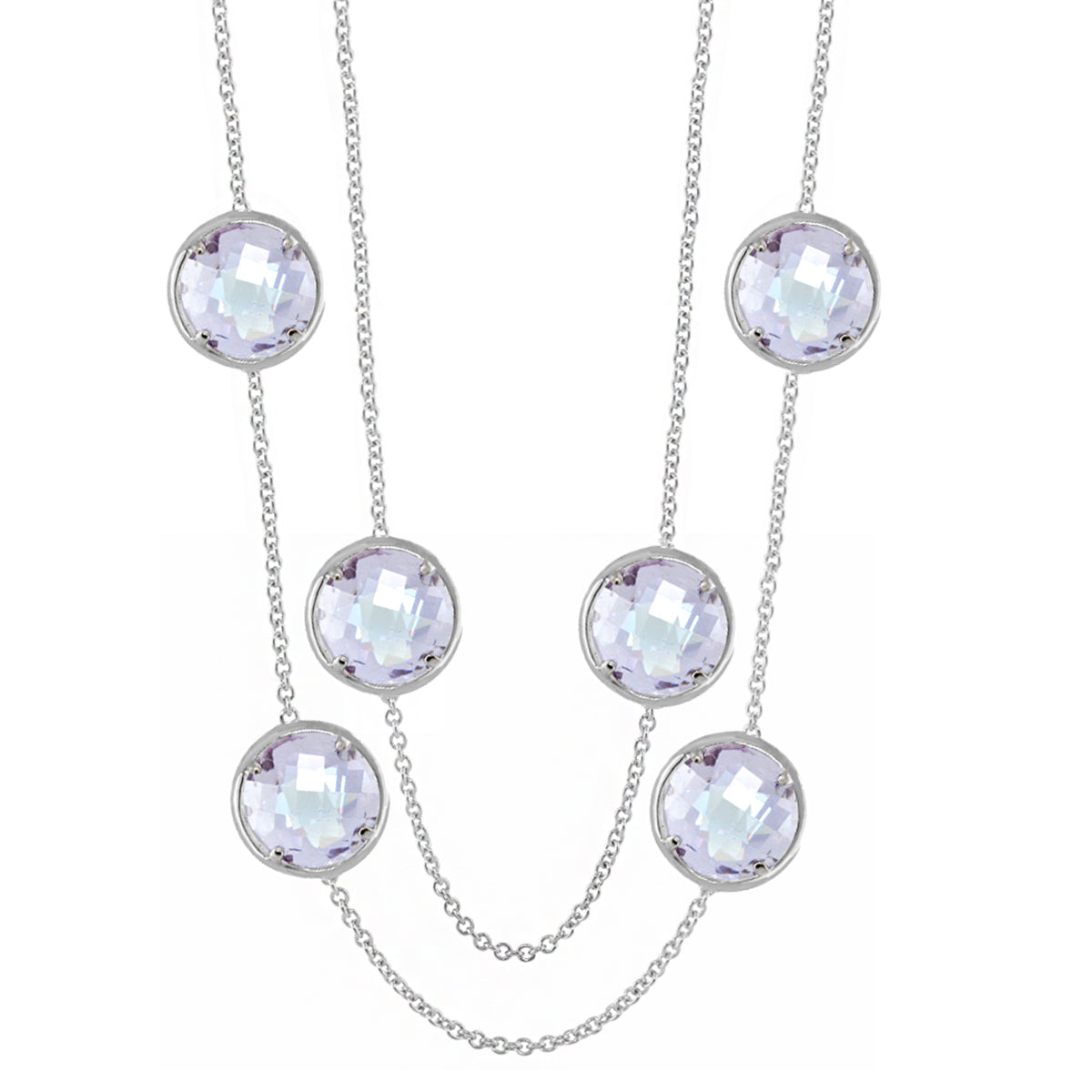 Glamour by the Yard Necklace by Lauren G Adams, silver-tone chain with lavender crystal discs on Tampa Home & Garden Store