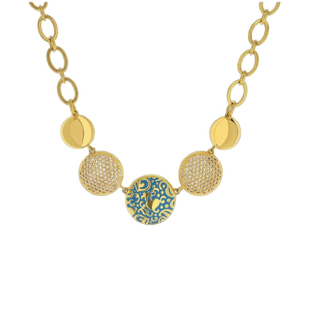 Hidden Hearts Necklace gold-tone short chain with pavé discs on Tampa Home & Garden Store