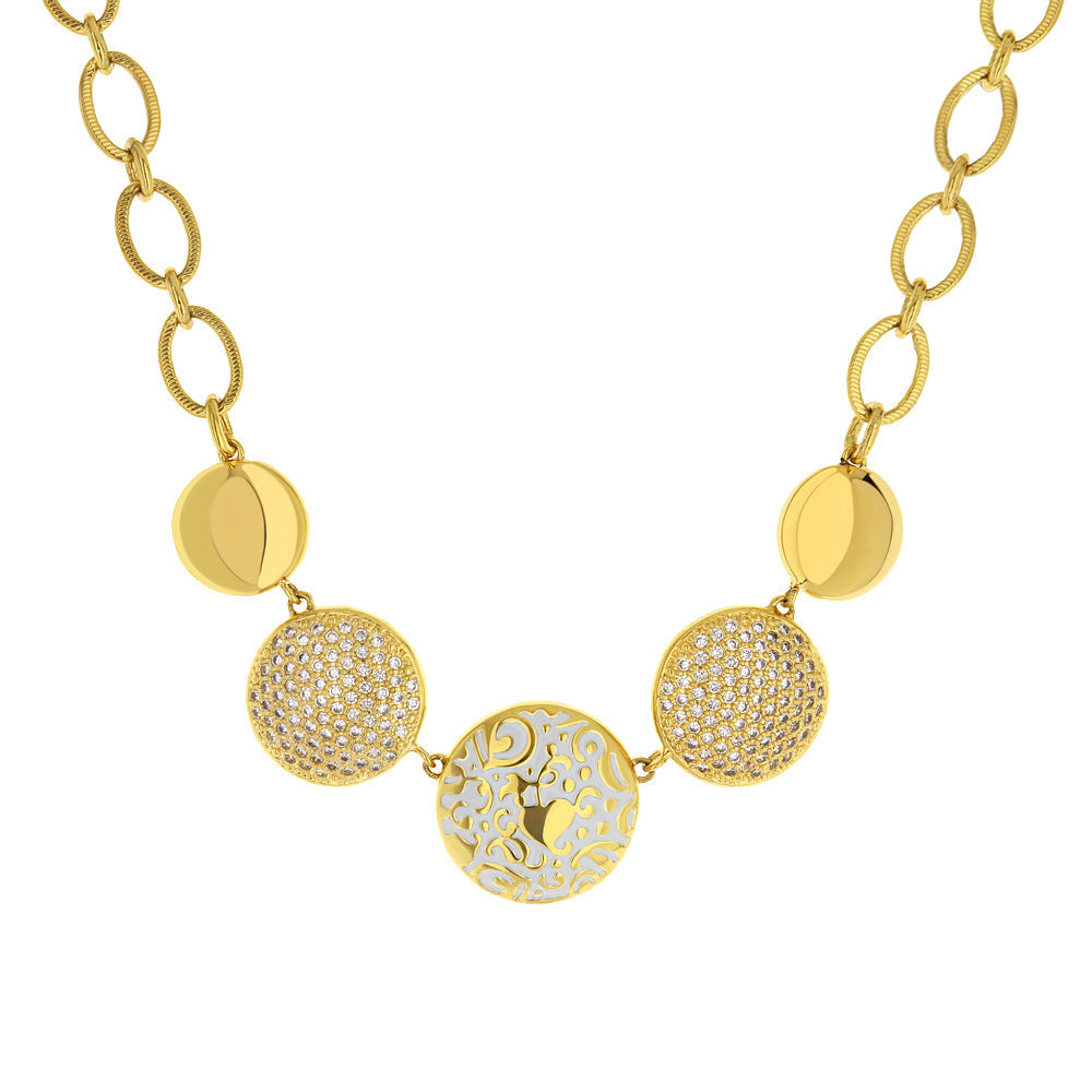 Hidden Hearts Necklace by Lauren G Adams, gold-tone chain with pavé spheres and filigree pendant on Tampa Home & Garden Store