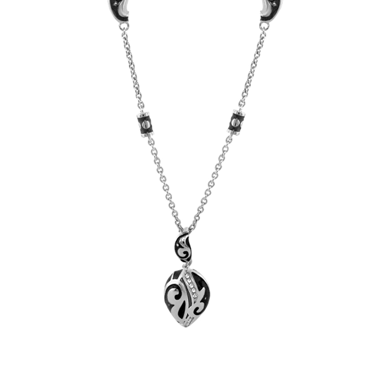 Stackable Desire Necklace pendant in silver with black heart and crystal accents by Lauren G Adams on Tampa Home & Garden Store