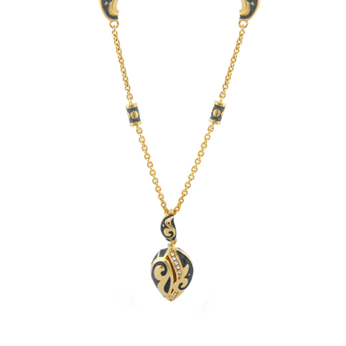 Stackable Desire Necklace pendant in gold with black enamel and crystals by Lauren G Adams on Tampa Home & Garden Store