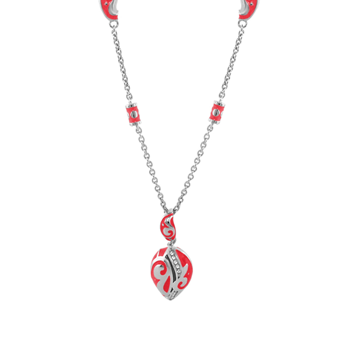 Stackable Desire Necklace pendant with red enamel heart on silver chain, Lauren G Adams on Tampa Home & Garden Store