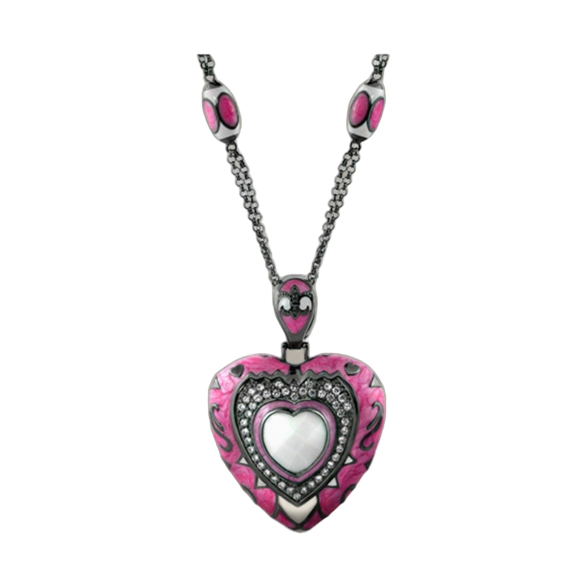 Knights of Love Long Necklace pink heart pendant on silver chain by Lauren G Adams on Tampa Home & Garden Store