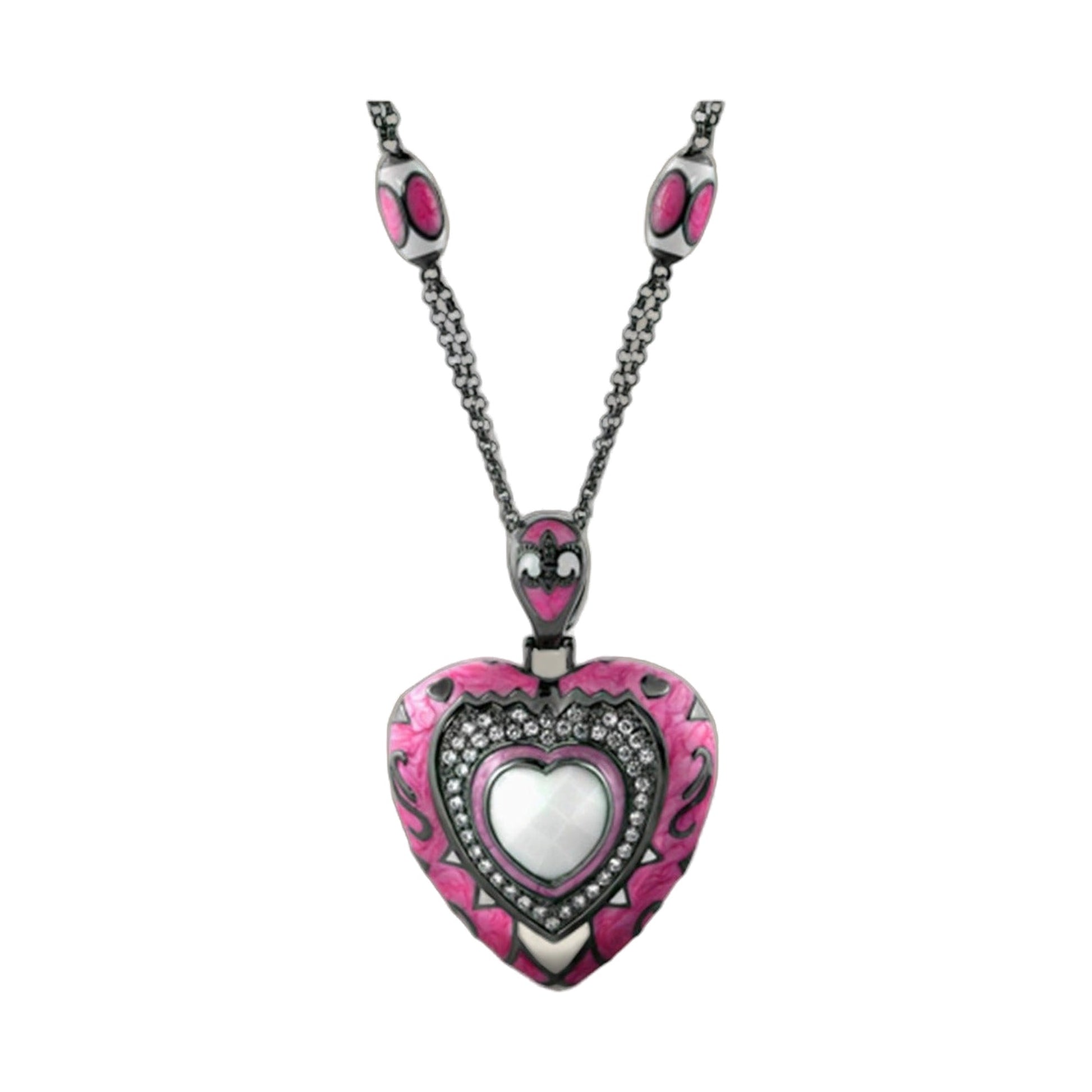 Knights of Love Long Necklace pink heart pendant on silver chain by Lauren G Adams on Tampa Home & Garden Store