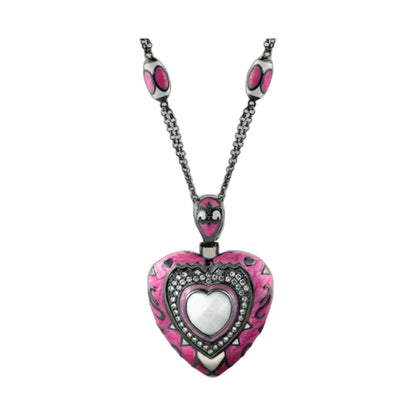 Knights of Love Necklace long pendant with pink heart design on silver chain by Lauren G Adams on Tampa Home & Garden Store