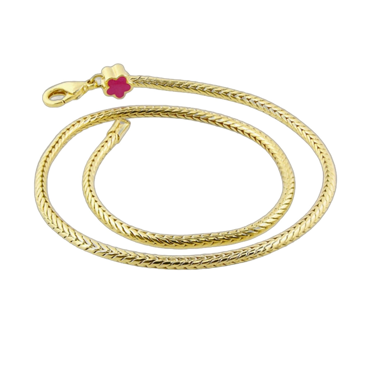 Gabriella Beads Necklace for Charms gold-tone braided chain with pink flower charm on Tampa Home & Garden Store