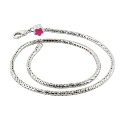 Gabriella Beads Necklace for Charms by Lauren G Adams, silver braided chain with pink flower charm on Tampa Home & Garden Store