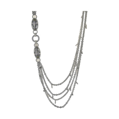Psychedelic Swirls Necklace silver-tone chain with oval filigree medallions Lauren G Adams on Tampa Home & Garden Store
