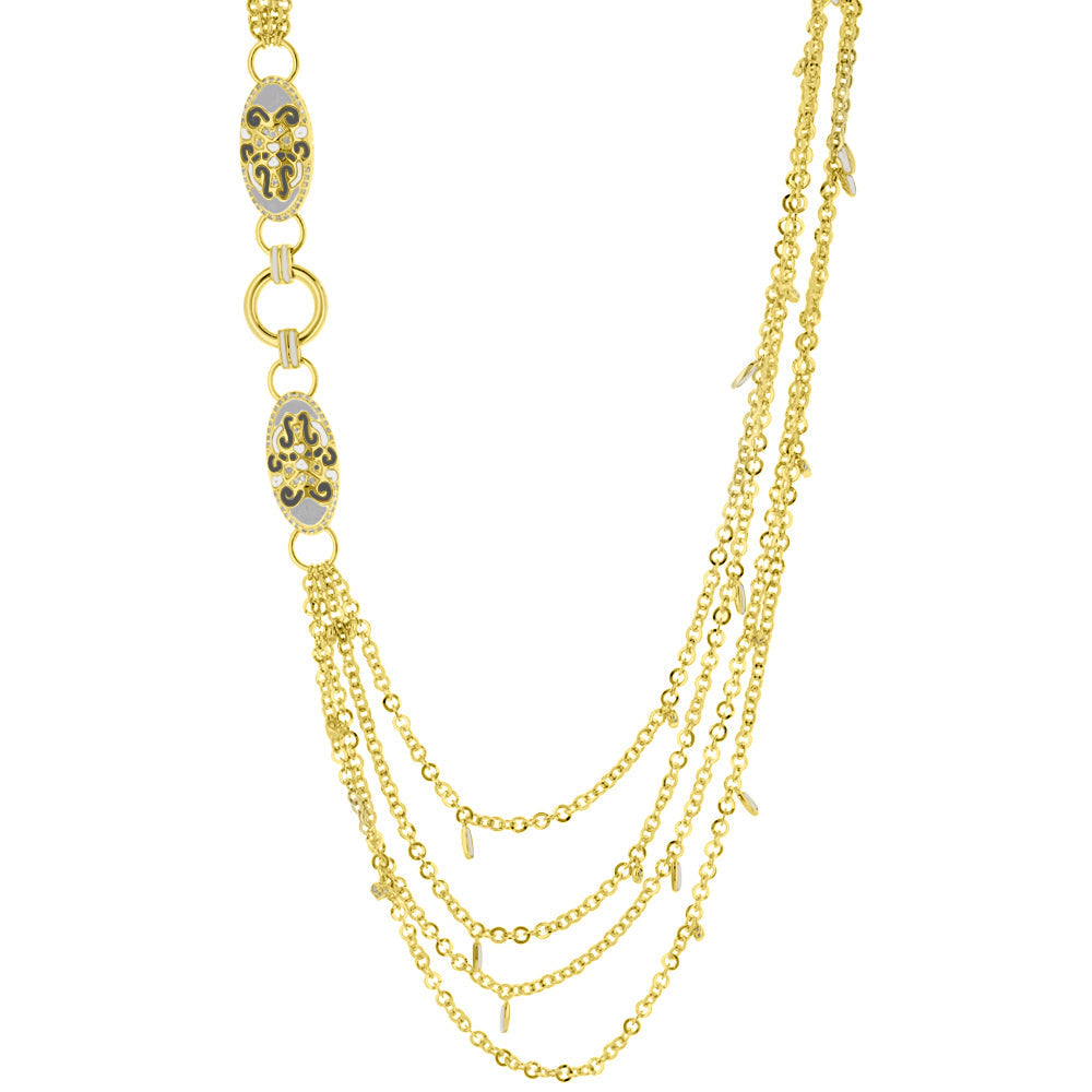 Psychedelic Swirls Necklace gold-tone layered chains with ornate oval medallions Lauren G Adams on Tampa Home & Garden Store