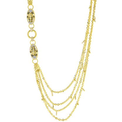 Psychedelic Swirls Necklace gold-tone layered chains with ornate oval medallions Lauren G Adams on Tampa Home & Garden Store