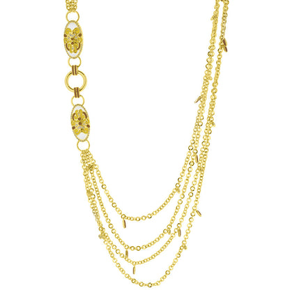 Psychedelic Swirls Necklace, Lauren G Adams, gold chain with oval medallions on Tampa Home & Garden Store