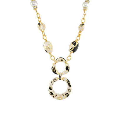 Daisy Swirl Necklace pendant in gold tone with white and black enamel charms by Lauren G Adams on Tampa Home & Garden Store