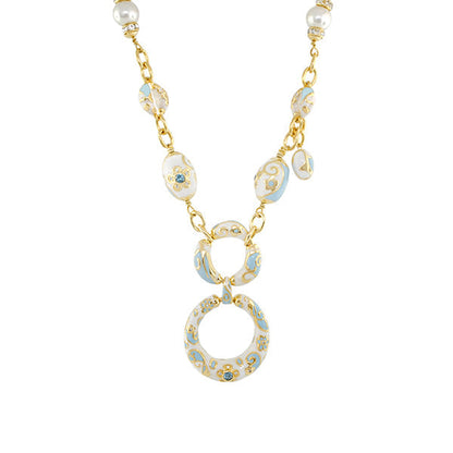 Daisy Swirl Necklace pendant in gold-tone with blue enamel daisies by Lauren G Adams on Tampa Home & Garden Store