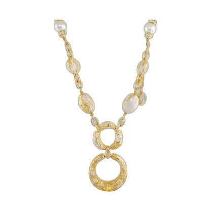 Daisy Swirl Necklace pendant on gold chain with pearl accents by Lauren G Adams on Tampa Home & Garden Store