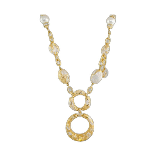 Daisy Swirl Necklace pendant on gold chain with pearl accents by Lauren G Adams on Tampa Home & Garden Store
