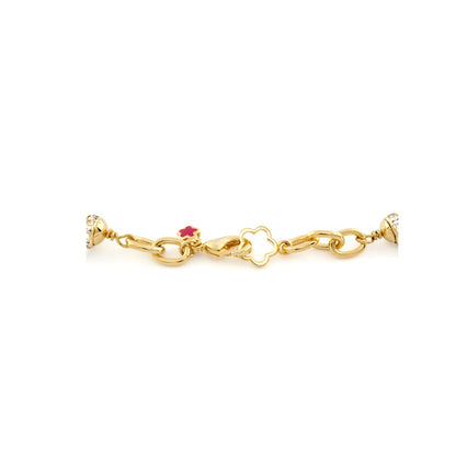 Daisy Swirl Necklace pendant in gold-tone with flower charms and pink enamel accents by Lauren G Adams on Tampa Home & Garden Store