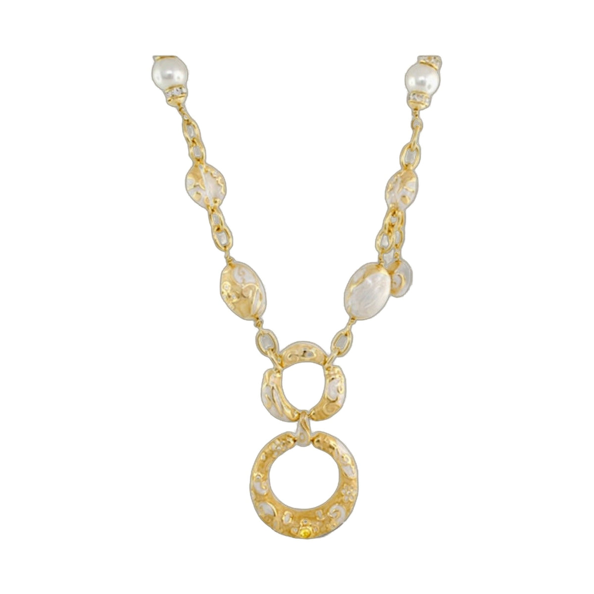 Daisy Swirl Necklace pendant in gold-tone with marbled white stones by Lauren G Adams on Tampa Home & Garden Store