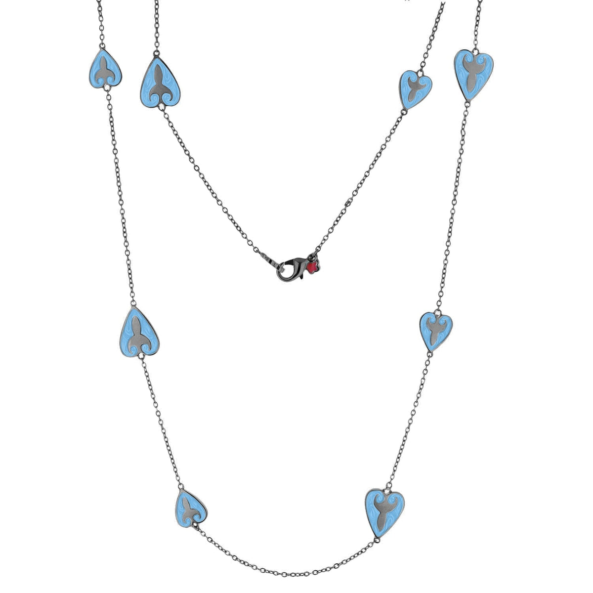 Bows And Hearts Necklace blue enamel heart charms on silver chain by Lauren G Adams on Tampa Home & Garden Store