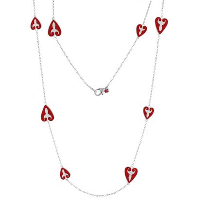 Bows And Hearts Necklace red enamel heart charms on silver chain by Lauren G Adams on Tampa Home & Garden Store