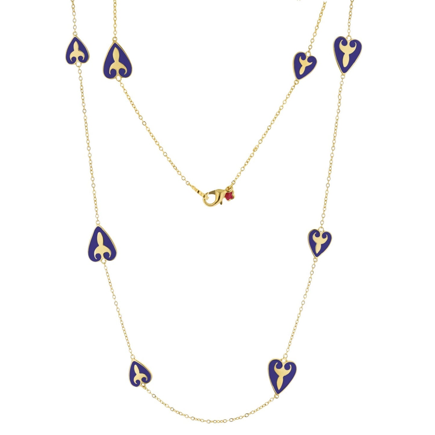 Bows And Hearts Necklace Gold Plated Brass with purple enamel heart charms from Lauren G Adams on Tampa Home & Garden Store