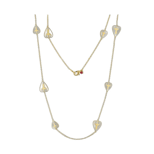 Bows And Hearts Necklace Gold Plated Brass with heart charms on delicate chain by Lauren G Adams on Tampa Home & Garden Store