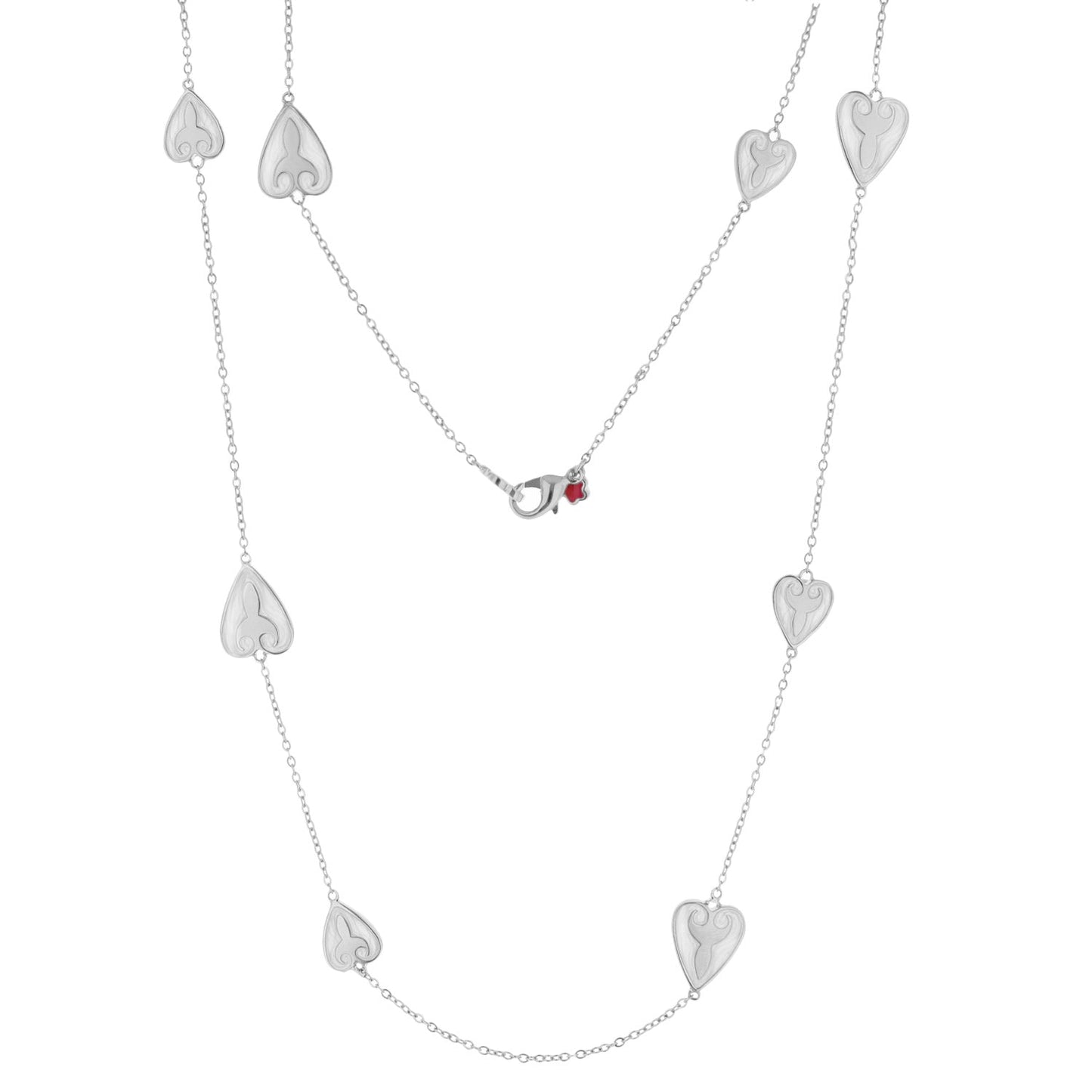 Bows And Hearts Necklace gold plated brass with multiple heart charms along a delicate chain on Tampa Home & Garden Store