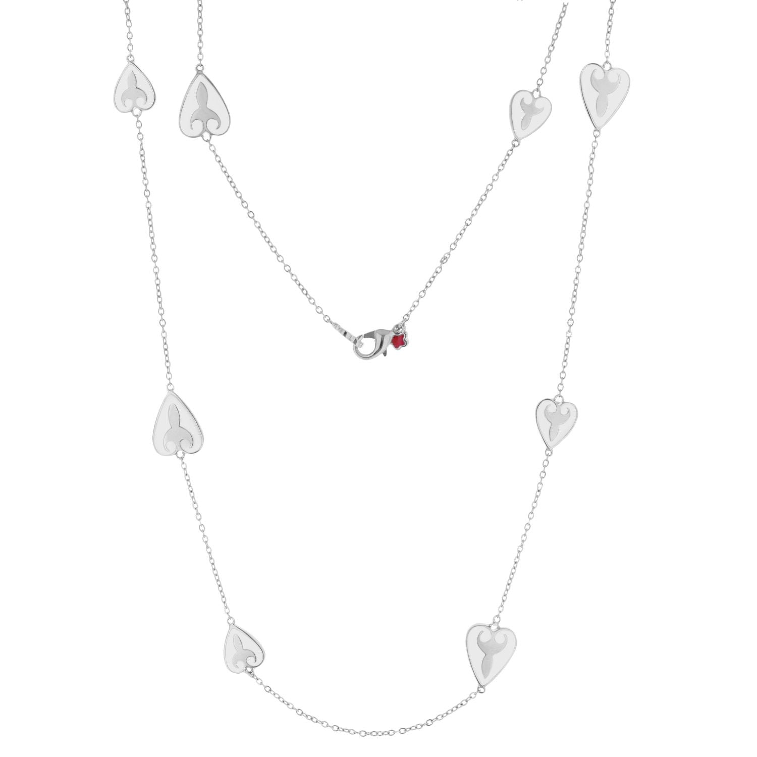 Bows And Hearts Necklace Gold Plated Brass by Lauren G Adams, delicate chain with heart charms on Tampa Home & Garden Store