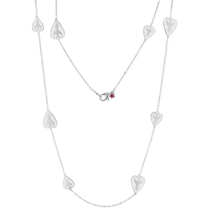 Bows And Hearts Necklace Gold Plated Brass by Lauren G Adams, delicate chain with heart charms on Tampa Home & Garden Store