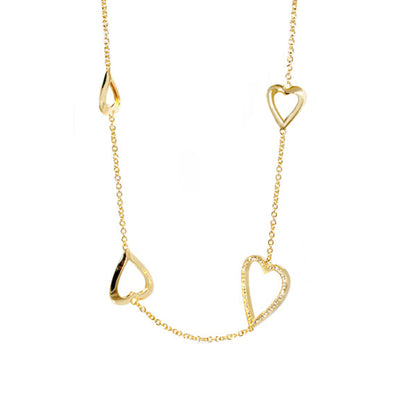 Pave Heart Necklace long necklace in gold-tone with open-heart charms by Lauren G Adams on Tampa Home & Garden Store