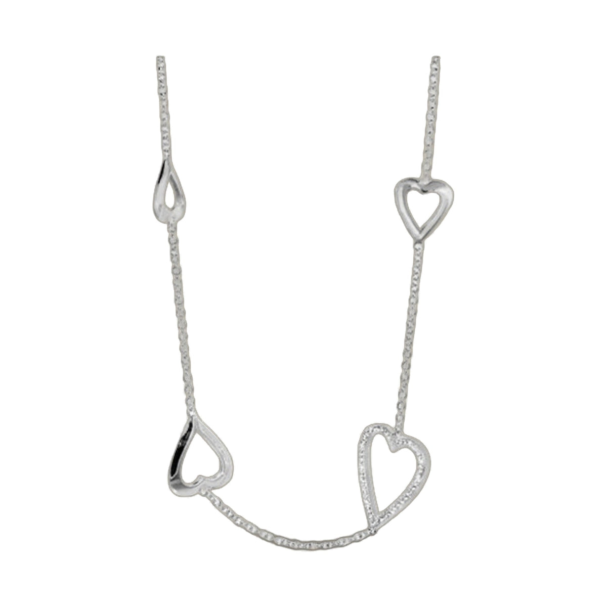 Pave Heart Necklace long silver-tone chain with 2 heart pendants by Lauren G Adams on Tampa Home & Garden Store