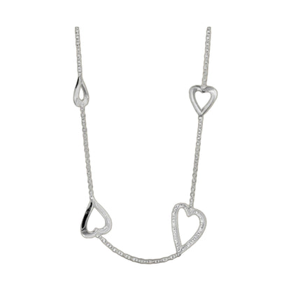 Pave Heart Necklace long silver-tone chain with 2 heart pendants by Lauren G Adams on Tampa Home & Garden Store