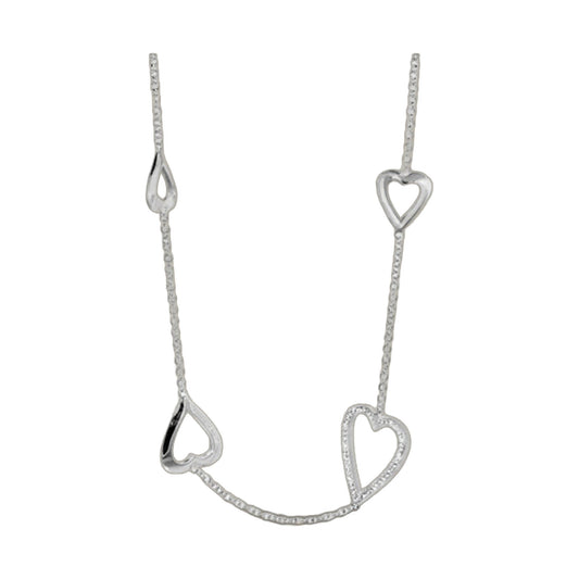 Pave Heart Necklace long silver-tone chain with 2 heart pendants by Lauren G Adams on Tampa Home & Garden Store
