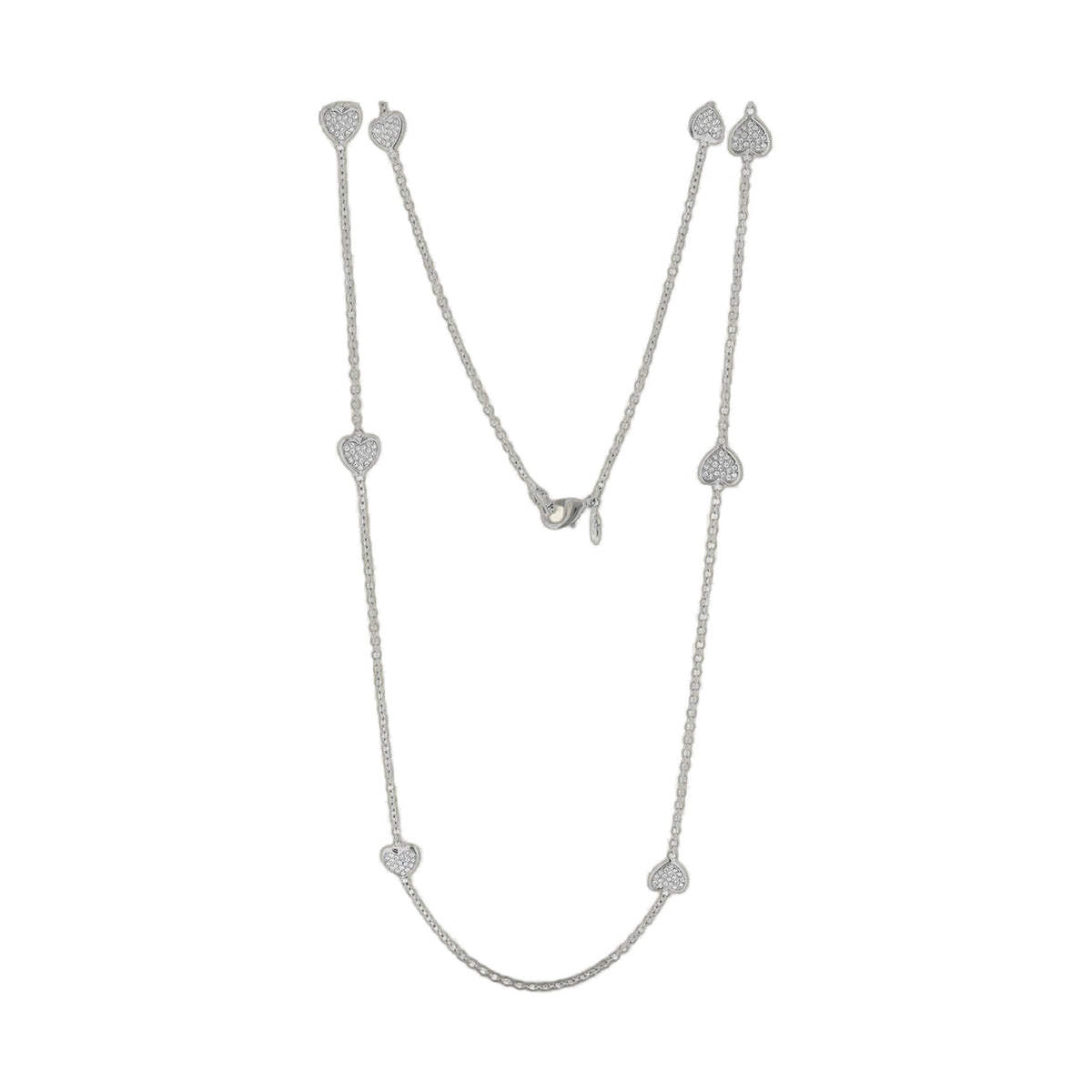 Pave Love Necklace 48in by Lauren G Adams with multiple heart pavé charms on chains on Tampa Home & Garden Store