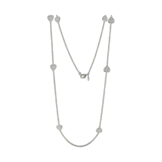 Pave Love Necklace 48in by Lauren G Adams with multiple heart pavé charms on chains on Tampa Home & Garden Store