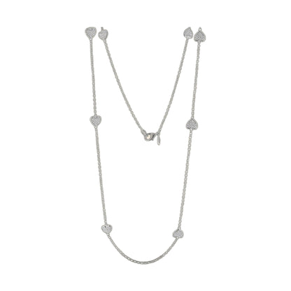 Pave Love long necklace 48in with layered chains and heart pave charms by Lauren G Adams on Tampa Home & Garden Store