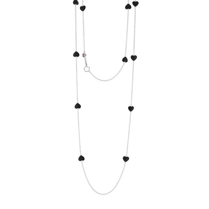 Lots of Love Long Necklace with black heart charms on silver chains by Lauren G Adams on Tampa Home & Garden Store