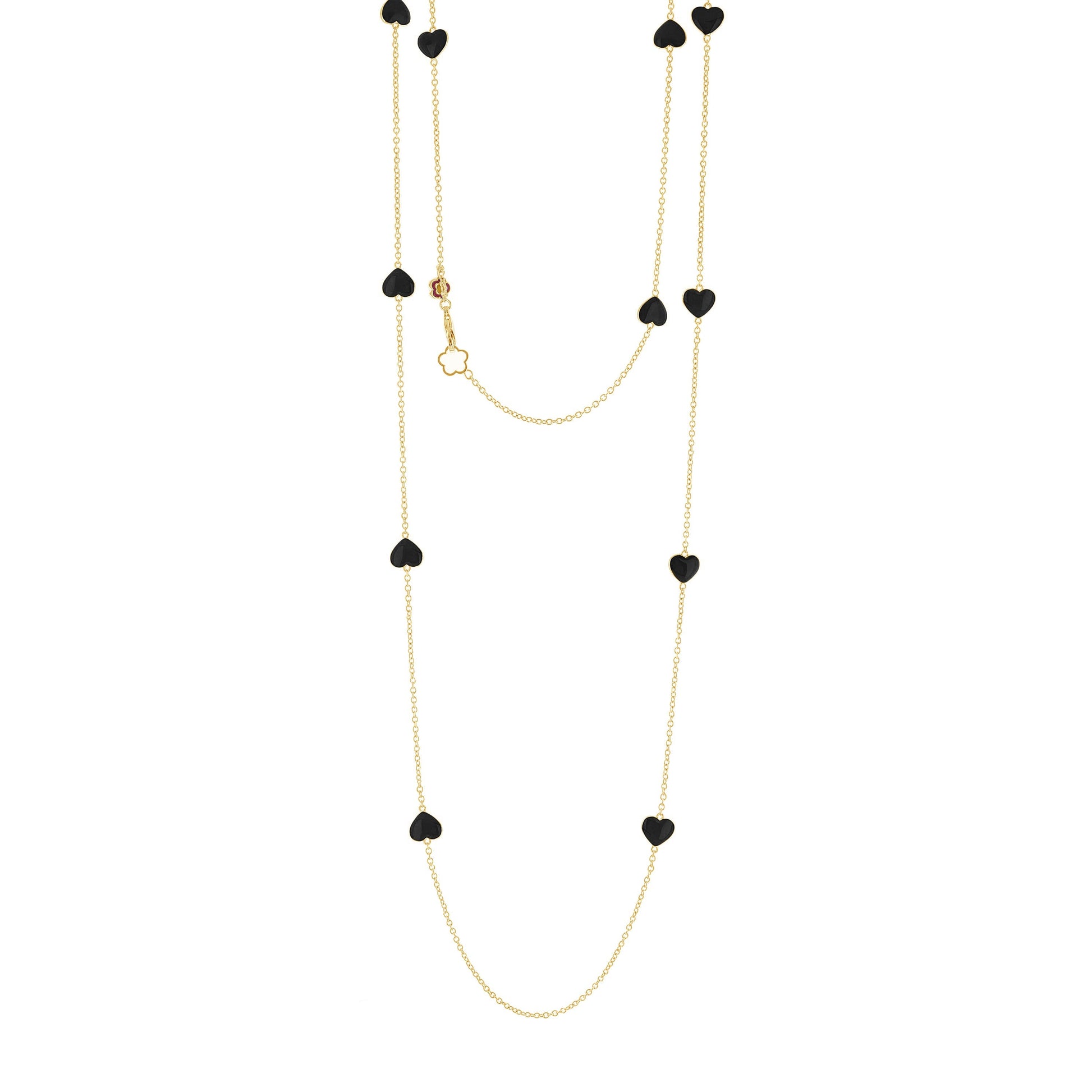 Lots of Love Necklace by Lauren G Adams, gold-tone chain with black heart charms, two pieces on Tampa Home & Garden Store
