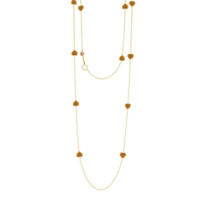Lots of Love Long Necklace gold-tone with heart charms along a delicate chain on Tampa Home & Garden Store