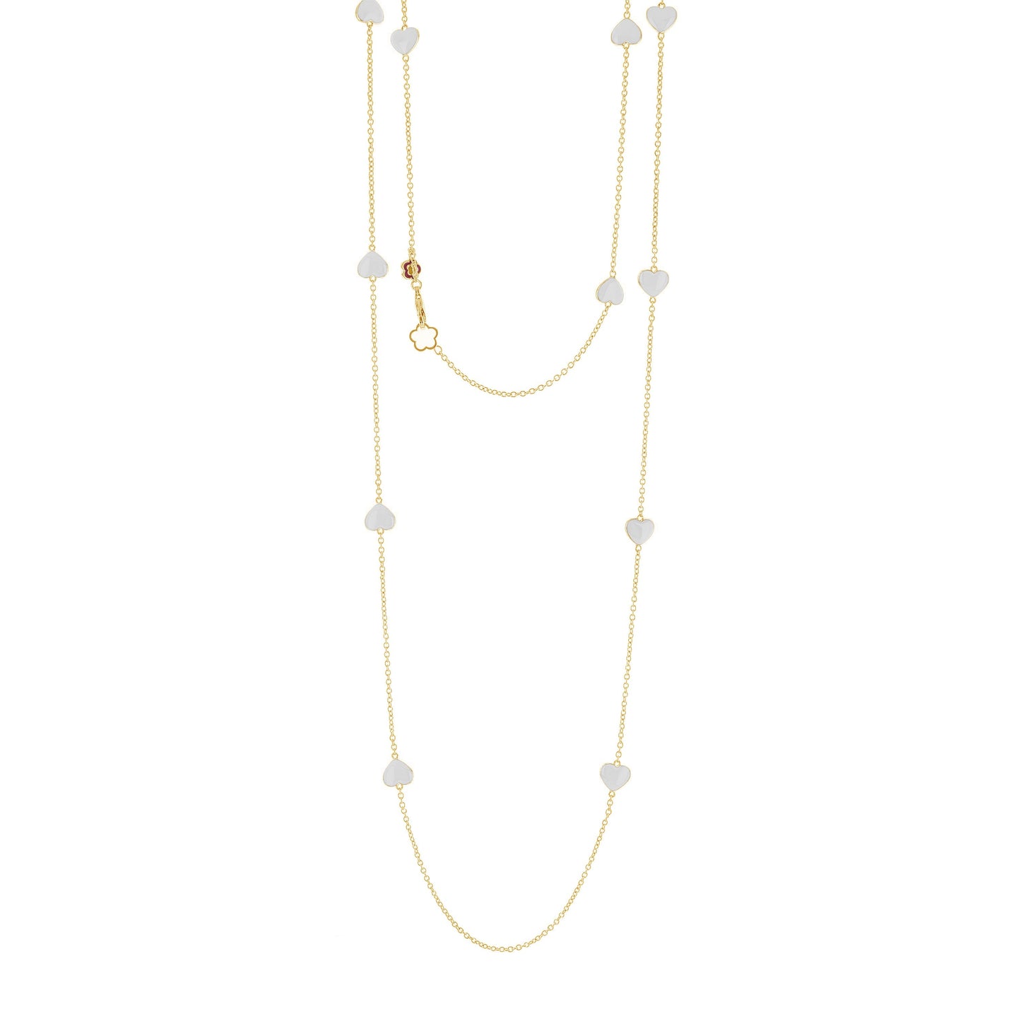 Two Lots of Love necklaces by Lauren G Adams on gold-tone chains with white heart charms on Tampa Home & Garden Store