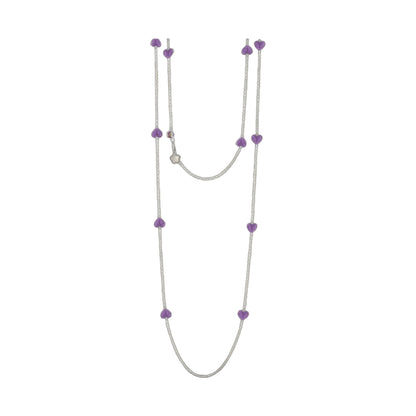 Lots of Love Necklace long silver chain with purple heart charms and crystals Lauren G Adams on Tampa Home & Garden Store