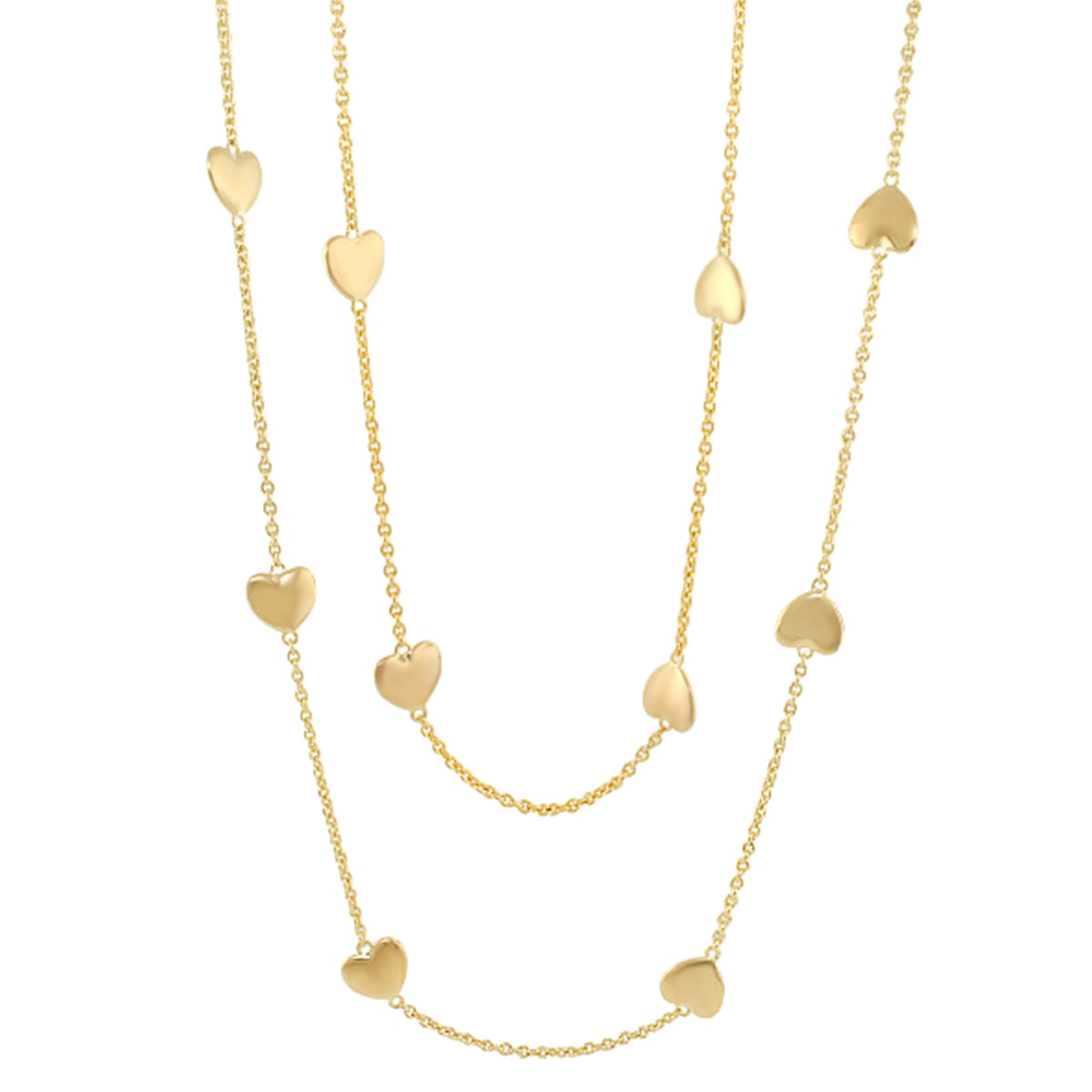 Lots of Love Necklace set by Lauren G Adams, gold-tone chains with tiny heart charms charms on Tampa Home & Garden Store