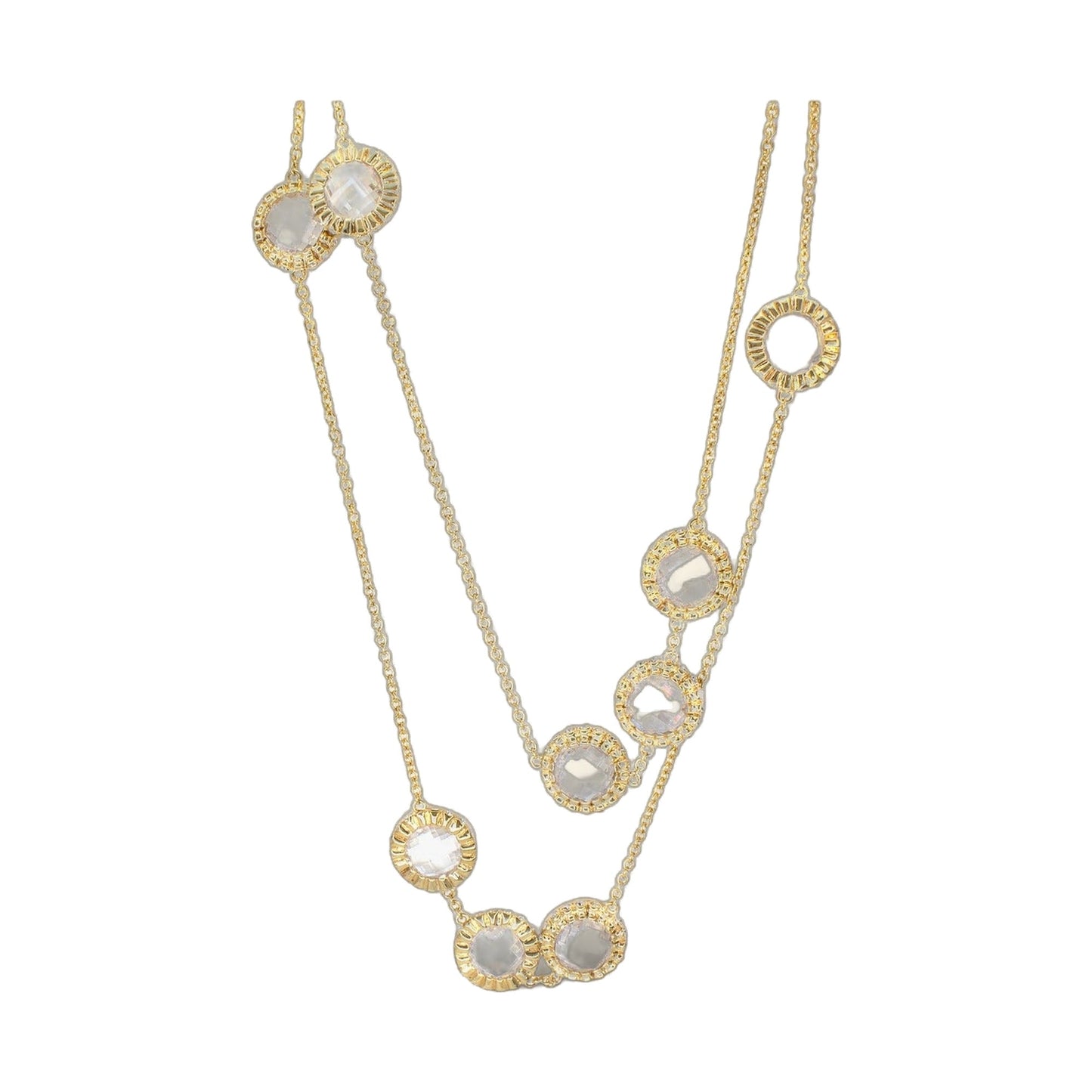 Classic Charm Round Necklace by Lauren G Adams; gold-tone chain with round crystal charms on Tampa Home & Garden Store