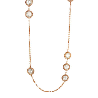 Classic Charm Round Necklace long rose-gold chain with circular crystal charms by Lauren G Adams on Tampa Home & Garden Store