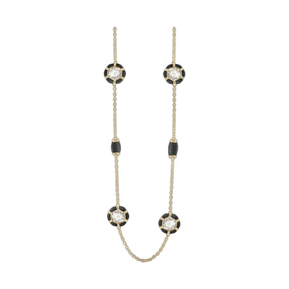 Prince Charming Necklace by Lauren G Adams, gold chain, black enamel circle and crystal center on Tampa Home & Garden Store